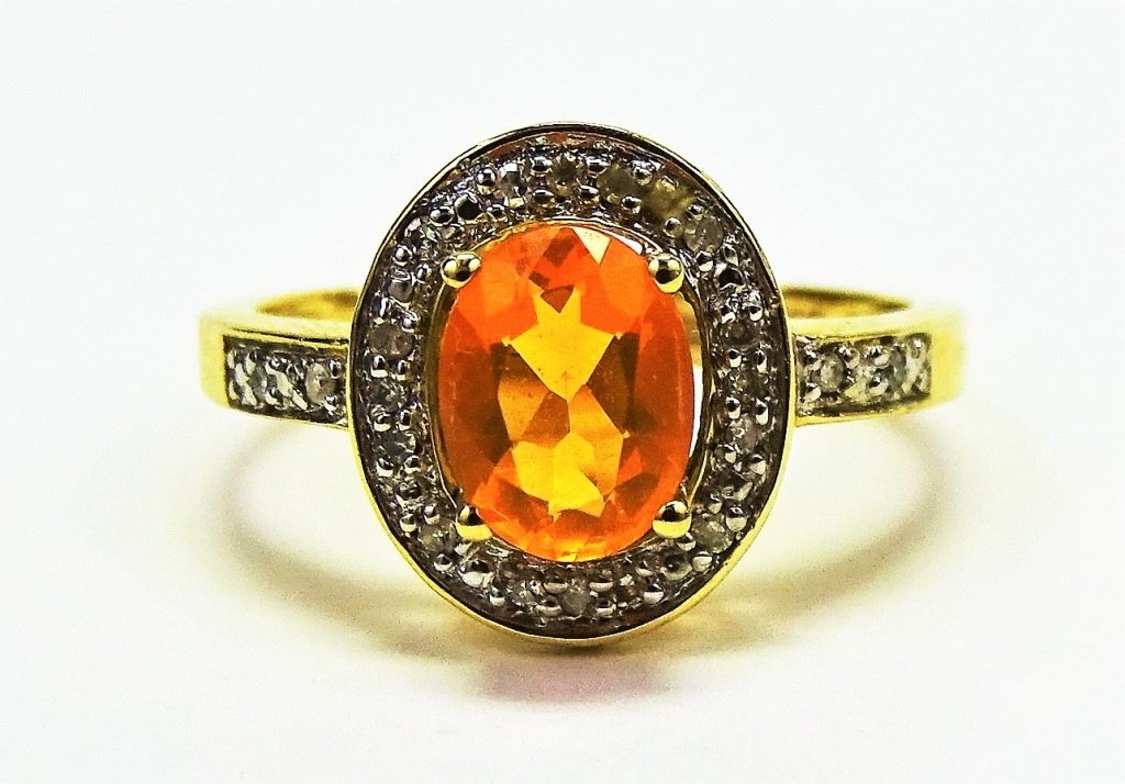 LADIES 14KT YELLOW GOLD CITRINE & DIAMOND RING (1 of 4)