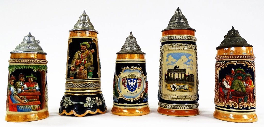 LOT OF 5 GERMAN ASSORTED STEINS MUGS (1 of 5)