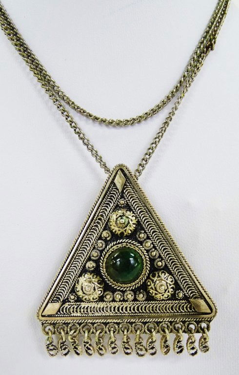 ISRAELI STERLING & MALACHITE PENDANT NECKLACE (1 of 3)