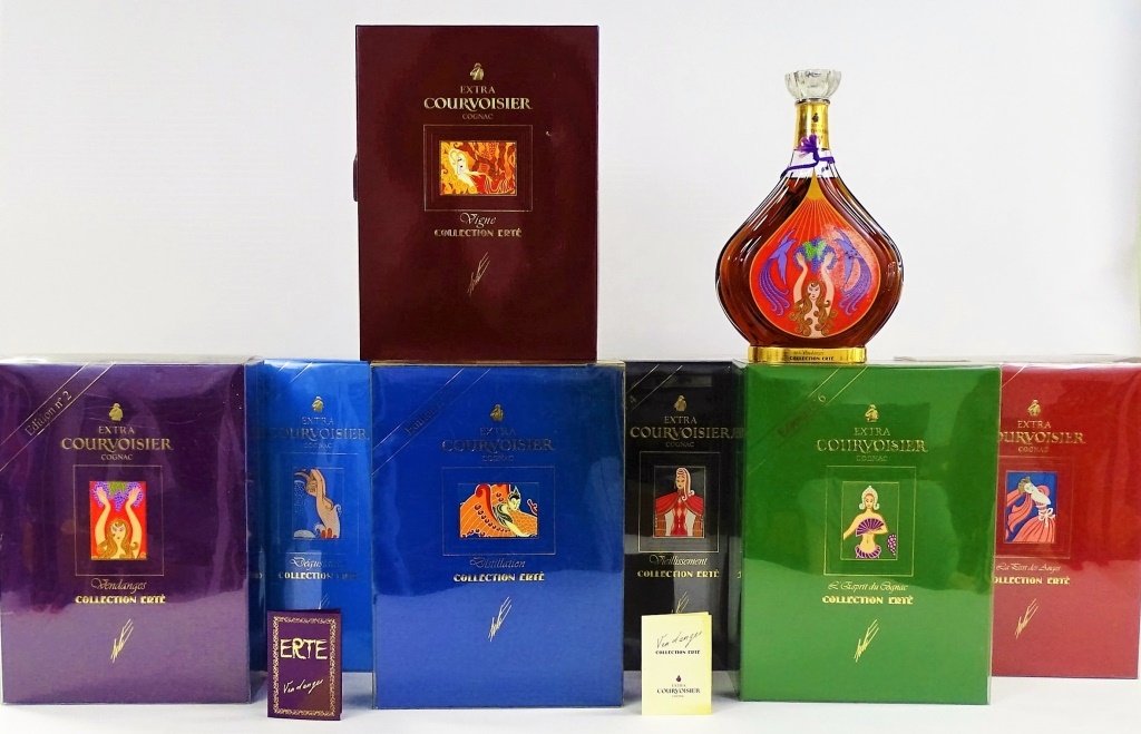 COLLECTION OF 7 ERTE COURVOSIER BACCARAT BOTTLES (1 of 4)
