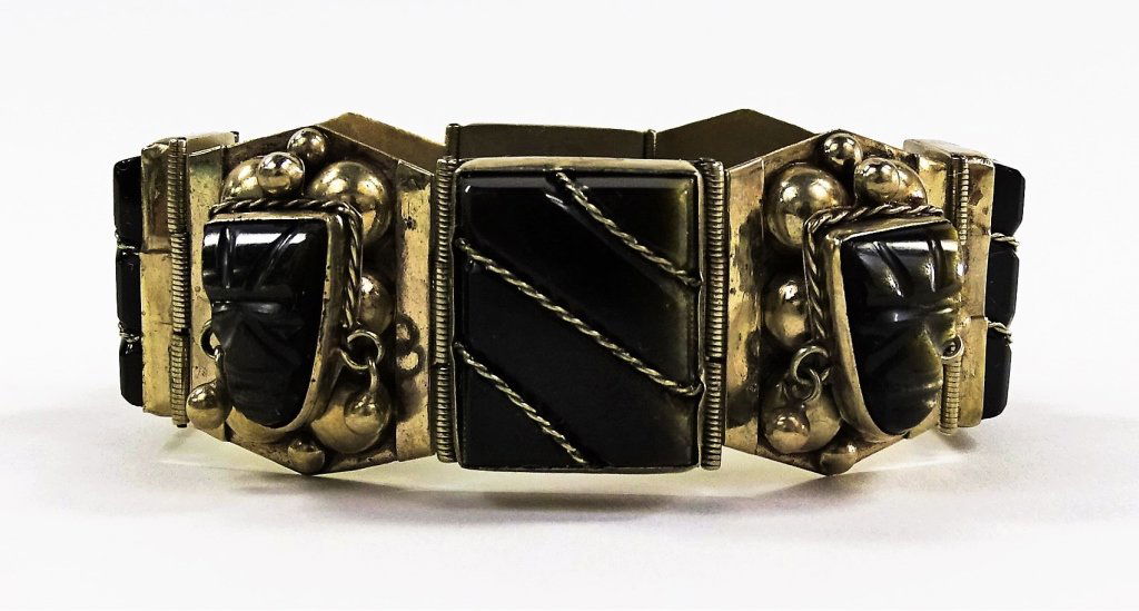 TAXCO HINGED STERLING SILVER LINK BRACELET (1 of 5)