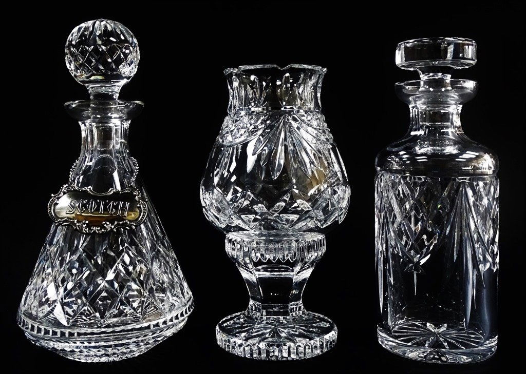 3 WATERFORD CRYSTAL PIECES 1 HURRICANE LAMP (1 of 4)
