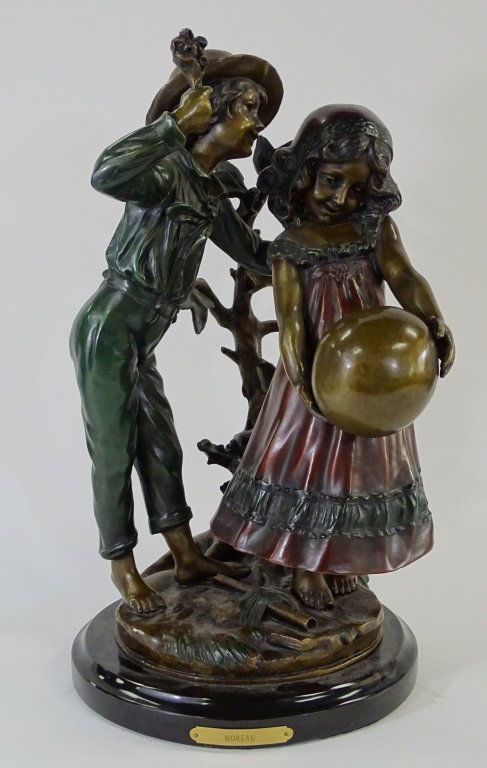 20TH C. BRONZE OF BOY & GIRL AFTER AUGUSTE MOREAU (1 of 6)