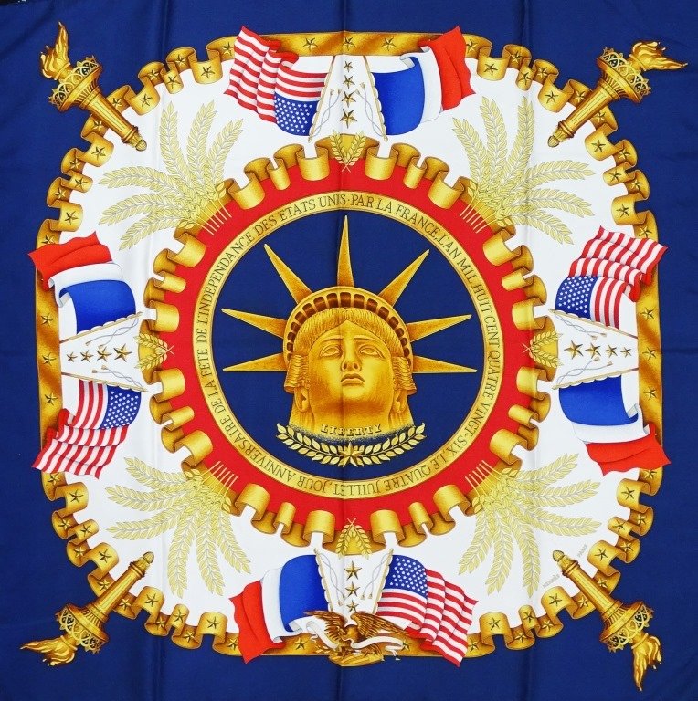 VINTAGE HERMES SILK 1986 LIBERTY CENTENNIAL SCARF (1 of 2)