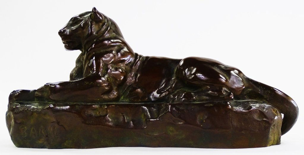 PATINATED BRONZE CAST SCULPTURE OF PANTHER (1 of 5)