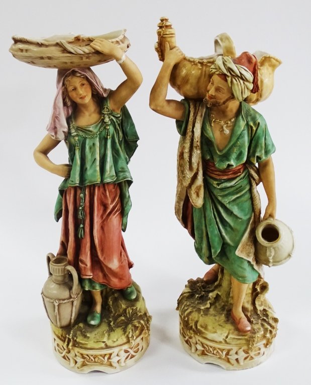 PAIR OF ROYAL DUX PORCELAIN OF A MAN AND WOMAN (1 of 3)