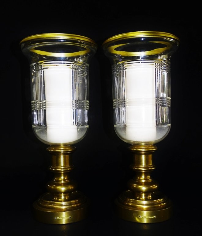 PAIR OF RALPH LAUREN CANDLE LIGHT HURRICANE LAMPS (1 of 3)