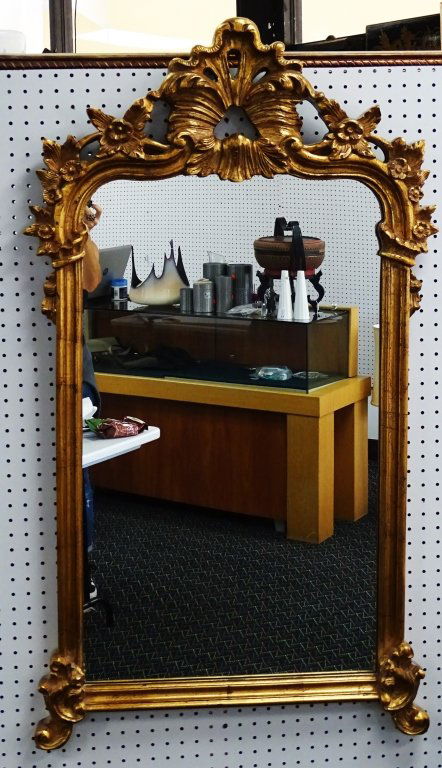 FRENCH GILT CARVED ROCOCO HALL MIRROR (1 of 1)