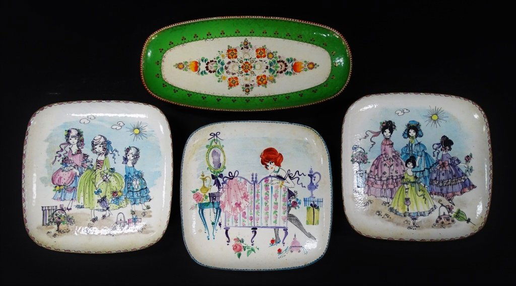 4 STEINBOCK-EMAIL AUSTRIAN HAND ENAMELED DISHES (1 of 3)