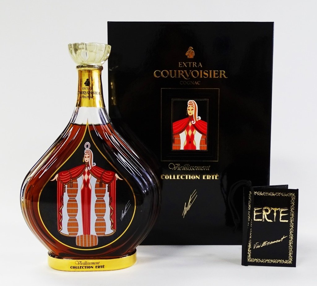 VINTAGE COURVOISIER ERTE EDITION 5 VIEILLISSEMENT: Part of a set of limited edition Courvoisier bottlings designed by the leading Art Deco artist Erte, who sadly died shortly after the first edition was released. Some of the eaux-de-vie used date back