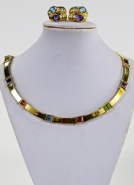 LADIES ITALIAN 14KT YELLOW GOLD & GEMSTONE SUITE (1 of 5)