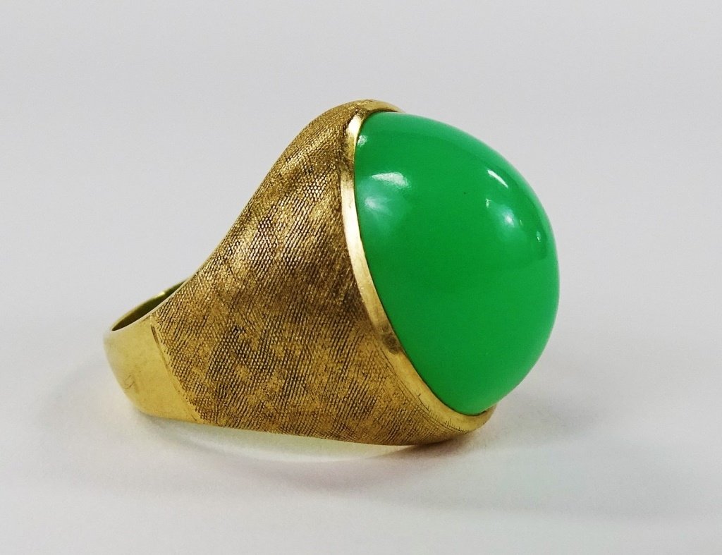 MENS 14KT YELLOW GOLD JADEITE RING (1 of 4)