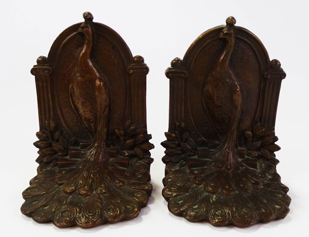 PR OF ANTIQUE WEIDLICH BROS. PEACOCK BOOKENDS (1 of 5)