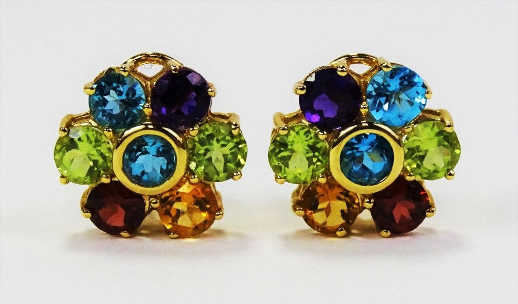 PR LADIES ITALIAN 14KT YG GEMSTONE EARRINGS (1 of 2)