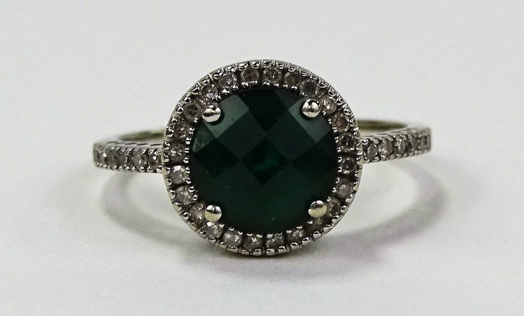 LADIES VICTORIAN 10KT WG GREEN TOURMALINE RING (1 of 4)