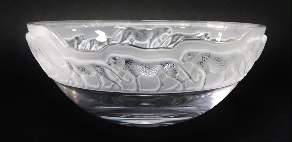 NACHTMANN GERMAN FROSTED CRYSTAL LEOPARDS BOWL (1 of 3)