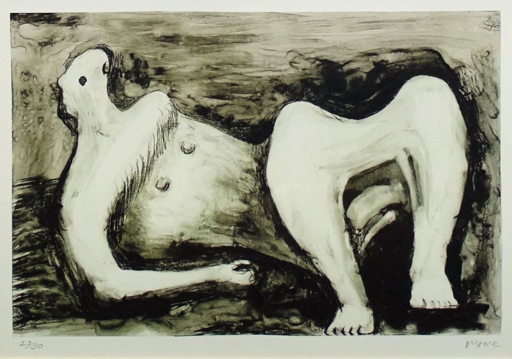 HENRY SPENCER MOORE PENCIL SIGNED LITHOGRAPH (1 of 4)