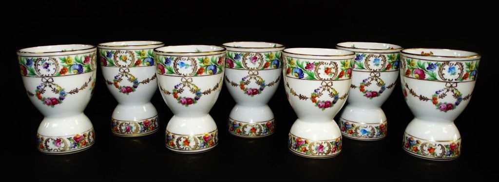 LOT OF 7 SCHUMANN DRESDEN PORCELAIN EGG CUPS (1 of 4)