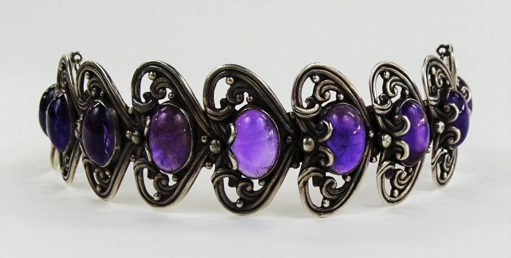 MARGOT DE TAXCO STERLING & AMETHYST BRACELET (1 of 5)