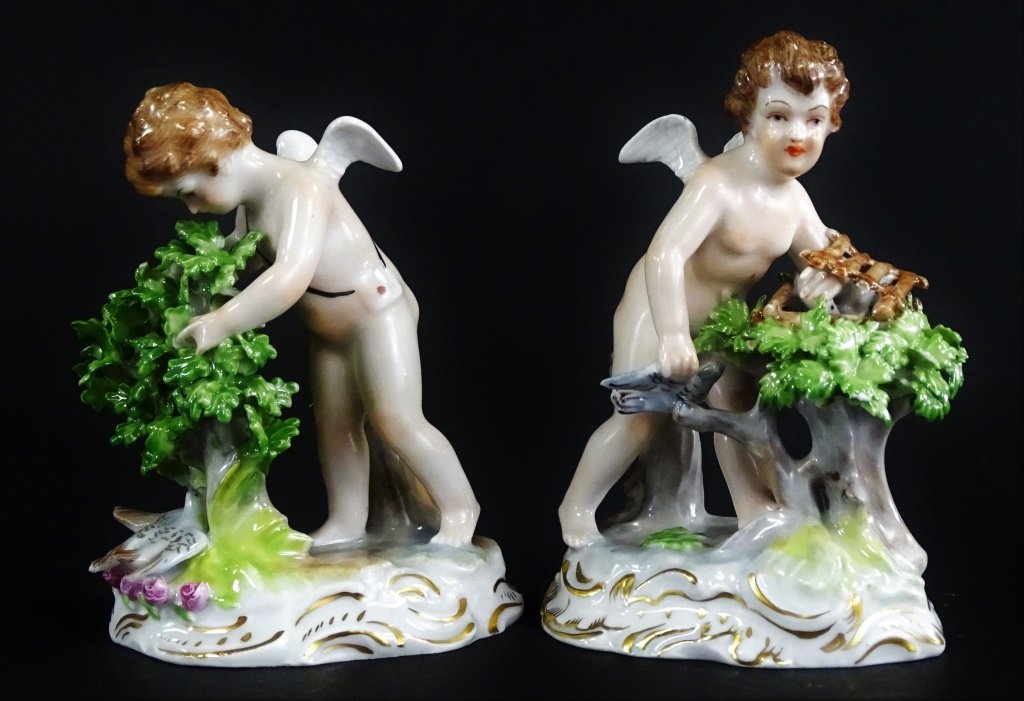 PR DRESDEN GERMAN PORCELAIN CHERUB FIGURINES (1 of 7)