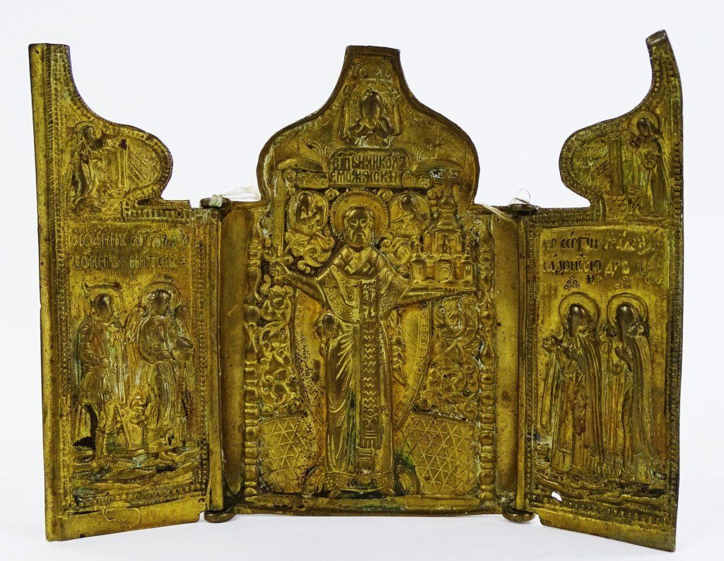 RUSSIAN TRIPTYCH ICON ST.NICHOLAS OF MOZHAISK (1 of 3)