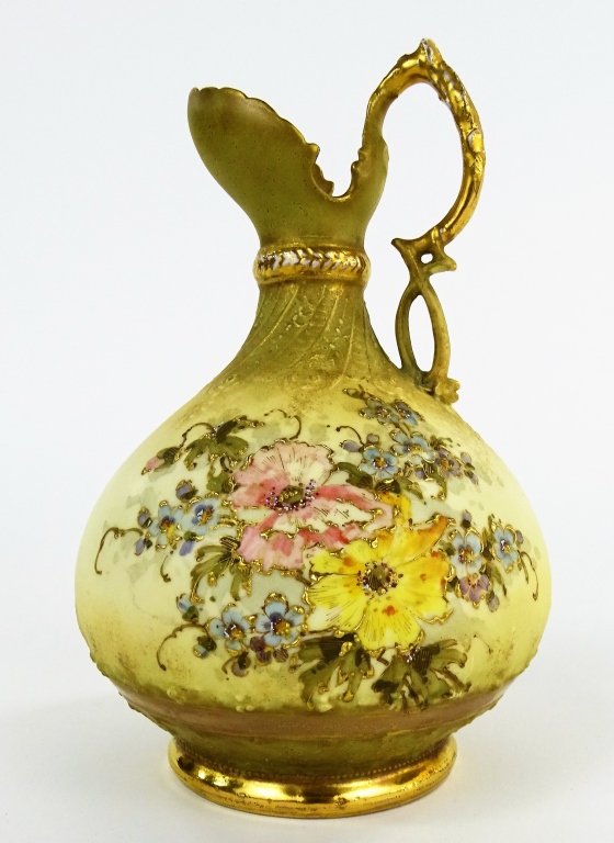 ANTIQUE TEPLITZ AMPHORA FLORAL POTTERY PITCHER (1 of 5)