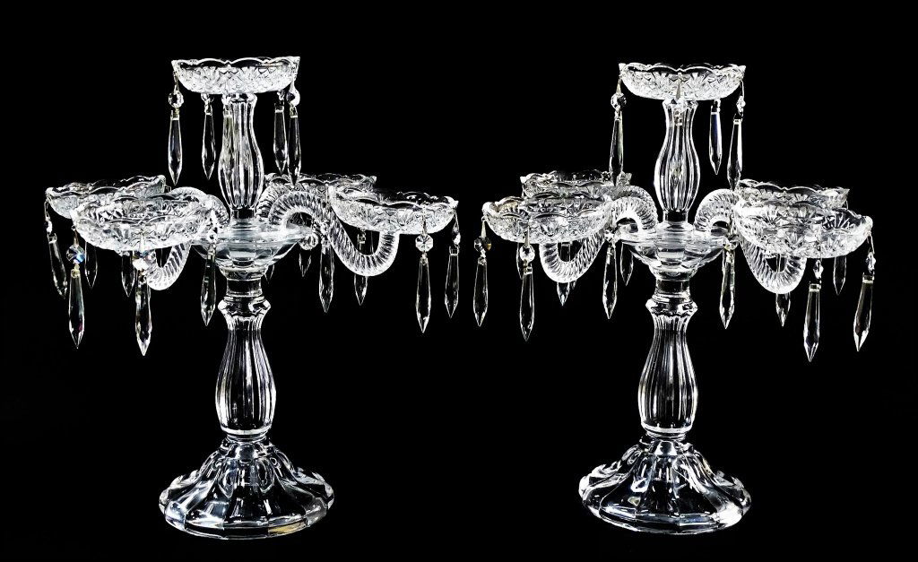 PAIR OF VINTAGE CUT CRYSTAL GLASS CANDLESTICKS (1 of 3)