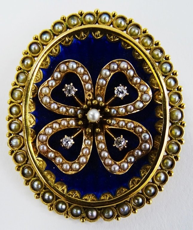 LADIES VICTORIAN 14KT YG ENAMELED PIN/PENDANT (1 of 3)