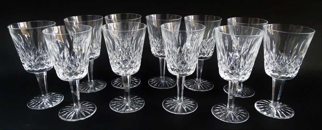11 WATERFORD LISMORE PATTERN WATER GOBLETS (1 of 2)