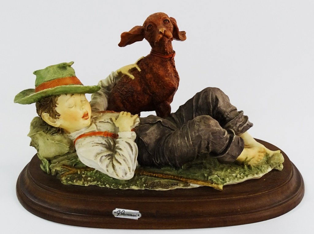 Jb Giuseppe Armani Napping Boy & Dog Figurine