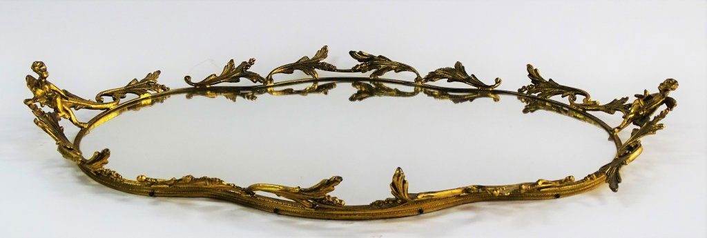 19TH CENTURY FRENCH GILT METAL MIRRORED VANITY TRA (1 of 4)