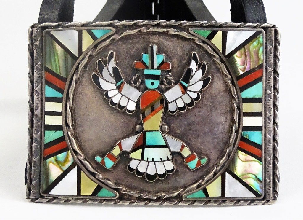 VTG D&V DEWA ZUNI INLAID STERLING BELT BUCKLE (1 of 5)
