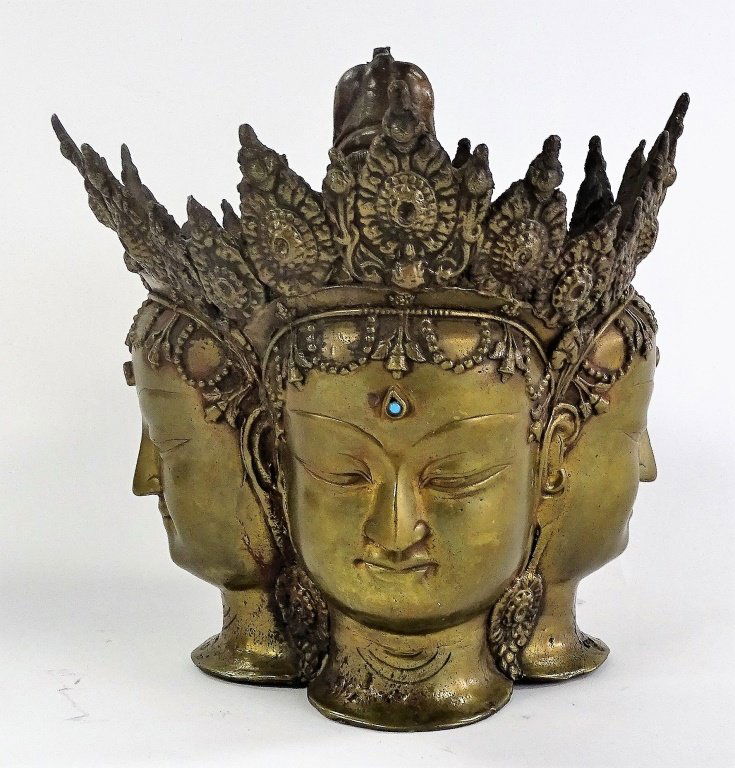 18TH/19TH C. THAI BRONZE BRAHMA HEAD SCUPTURE (1 of 6)