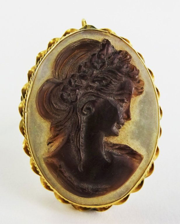 ANTIQUE 14KT YG INTAGLIO CUT CAMEO PIN/PENDANT (1 of 5)