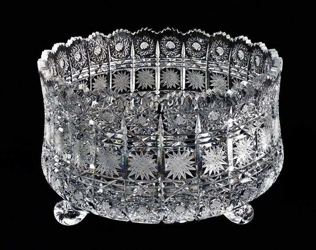 BRILLIANT CUT CRYSTAL FOOTED CENTERPIECE BOWL (1 of 2)