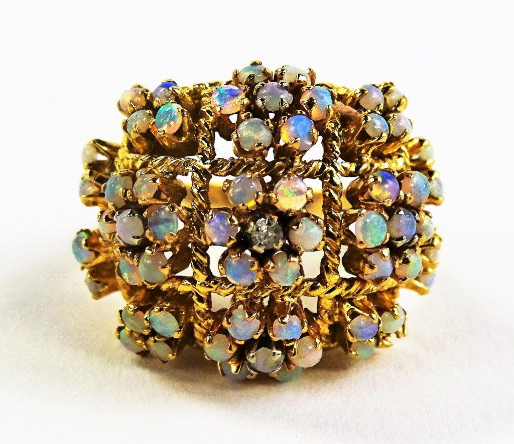 14KT YELLOW GOLD & OPAL STONE DOME RING (1 of 3)