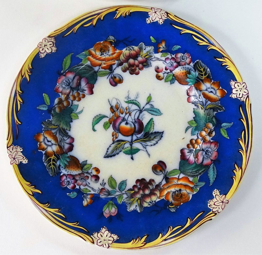 SET OF 6 ENGLISH 19TH CENTURY PLATES ENAMEL BORDER: Each measures 9" in diameter. Light crazing, overall good condition. We will not ship can refer local shippers.