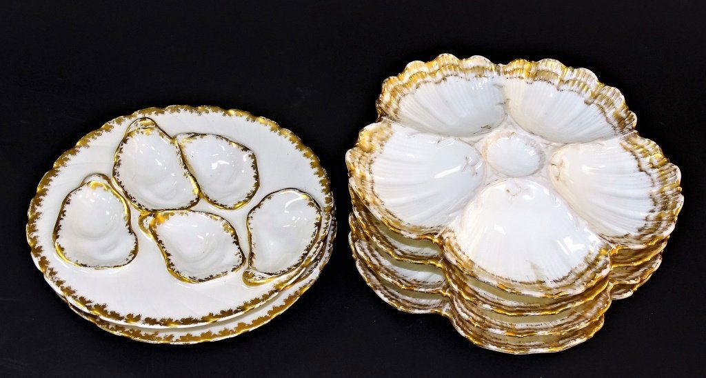 6PCS LIMOGES FRANCE PORCELAIN OYSTER DISHES (1 of 4)