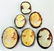 LOT OF 6 VINTAGE STERLING LARGE CAMEO PINS