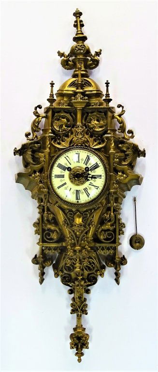 19TH C. AD MOUGIN FRENCH GILT BRONZE WALL CLOCK (1 of 4)