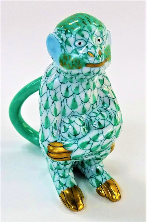 HEREND HUNGARIAN PORCELAIN FISHNET MONKEY (1 of 4)