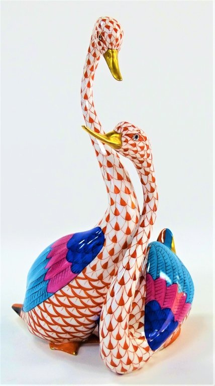 HEREND HUNGARIAN PORCELAIN FISHNET GEESE (1 of 4)