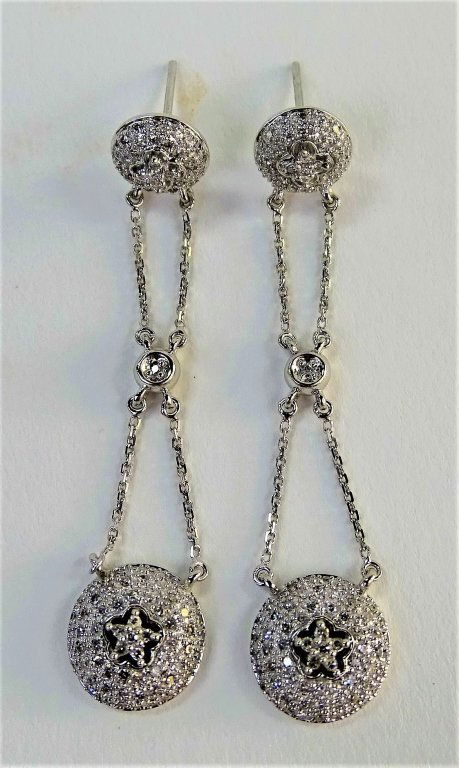 PR 14KT WHITE GOLD DIAMOND DROP EARRINGS (1 of 3)
