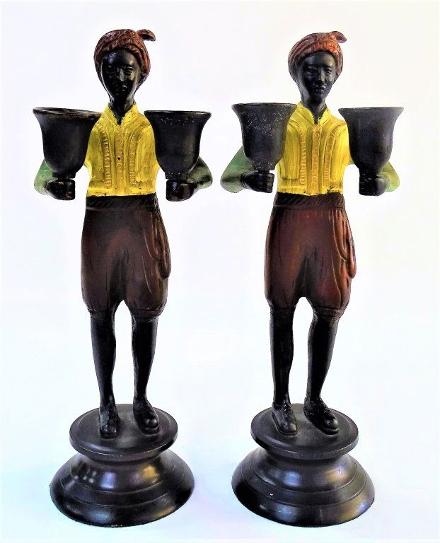 PAIR BRONZE "BLACKAMOOR" 2-LITE CANDLEHOLDER (1 of 2)