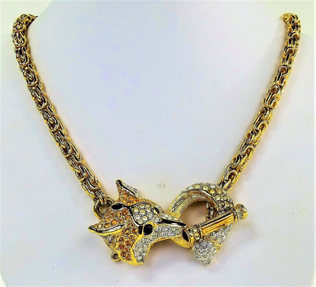 SWAROVSKI CRYSTAL JEWELED FOX CHARM NECKLACE (1 of 4)