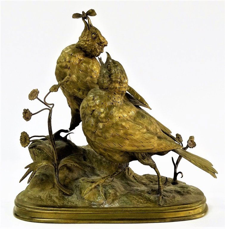 FERDINAND PAUTROT (French, 1832-1874); TWO SONG BIRDS (1 of 4)