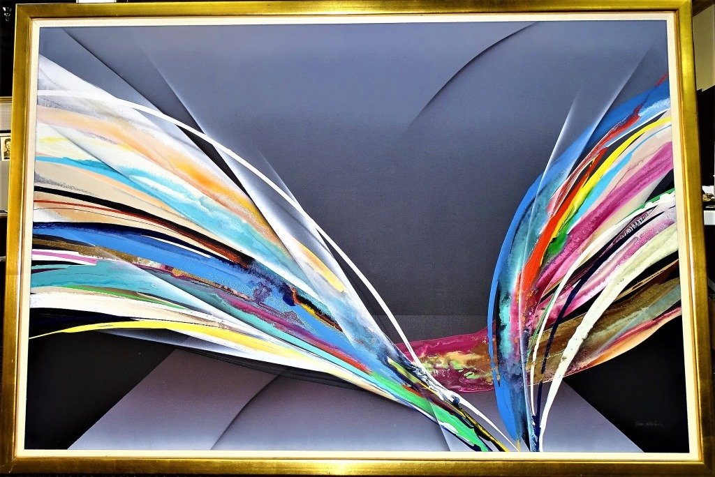 ELBA ALVAREZ LARGE ABSTRACT MIXED MEDIA ON CANVAS (1 of 3)