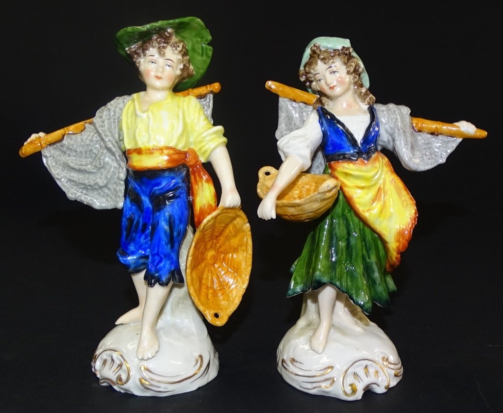 PAIR OF SITZENDORF PORCELIAN FIGURES OF BOY AND GI (1 of 3)