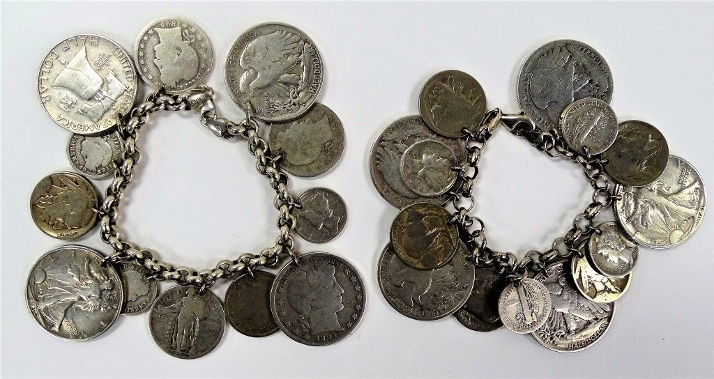 PR VINTAGE STERLING SILVER AMERICAN COIN BRACELETS (1 of 3)