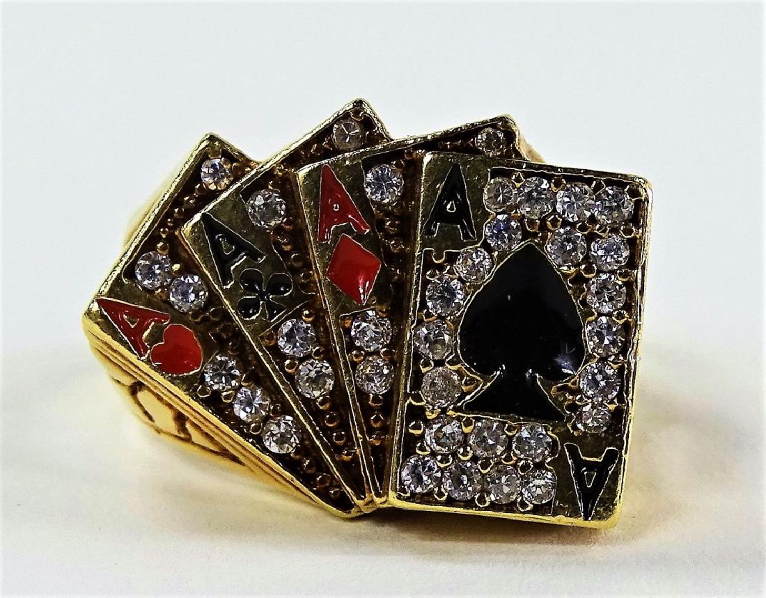 MENS RETRO 10KT YG DIAMOND GAMBLER'S RING (1 of 5)